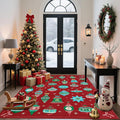 Christmas Area Rug 8x10 Bedroom Living Room Rugs Colorful Christmas Ball Washable Rug Soft Boho Bohemian Farmhouse Rug Indoor Floor Carpet for Bedroom Under Dining Table Home Office Decor，Red