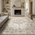 9x12 Neutral Area Rug Taupe Vintage Living Room Bedroom Carpet Non-Slip Soft Low Pile Washable Farmhouse Indoor Indoor Large Throw Rug for Dining Room Office