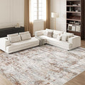 Art&Tuft Washable Rugs 8x10, Anti-Slip Backing Abstract 8x10 Area Rugs, Stain Resistant Large Rugs for Living Room, Foldable Machine Washable Area Rug(8'x10', Rust)