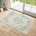 2x3 Washable Neutral Area Rug Green Vintage Entryway Kitchen Carpet Non-Slip Soft Low Pile Farmhouse Indoor Small Throw Rug for Bedroom Bathroom Entrance