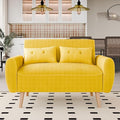 Vongrasig 48" Small Modern Loveseat Sofa, Mid Century Soft Corduroy Fabric 2-Seat Sofa Couch Tufted Love Seat with Back Cushions and Tapered Legs for Living Room, Bedroom and Small Space (Yellow)