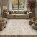 PureCozy 6x9 Area Rug Washable Beige Vintage Living Room Bedroom Carpet Indoor Large Non Slip Soft Low Pile Thin Retro Accent Home Office Dining Room Rug