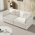 Modular Sectional Sofa, 76.7 Inch I-Shaped Cloud Sofa with Deep Seat Comfortable Chenille Sofa with Cushion Double Sectional Sofa for Living Room Apartment, White