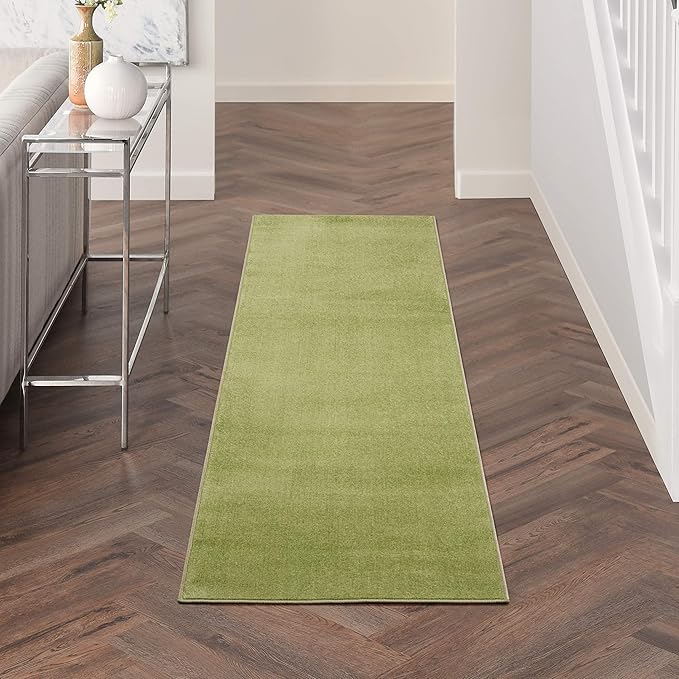 Nourison Home Nourison Essentials Green 2'2" x 10' Area Rug - Easy Clean, Non Shedding, Bed Room, Living Room, Dining Room, Kitchen (10' Runner)