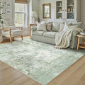 5x7 Washable Area Rug Sage Green Abstract Non Slip Soft Low Pile Rug for Living Room Bedroom Dining Room Office Neutral Modern Indoor Throw Carpet for Home Decor