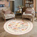 5x5 Washable Area Rug Beige Pink Living Room Bedroom Floral Throw Rug Abstract Modern Non Slip Soft Low Pile Carpet for Dining Room Office Nursery Indoor