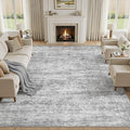 cotiled Large Area Rugs for Living Room 10x12, Machine Washable Rugs with Non Slip Backing Modern Neutral Abstract Rugs Stain Resistant Distressed Carpets for Home Decor (10x12 Dark Grey)