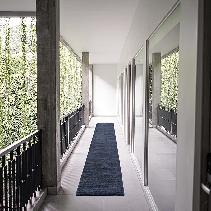 Nourison Home Nourison Essentials Midnight Blue 2'2" x 20' Area Rug - Easy Clean, Non Shedding, Bed Room, Living Room, Dining Room, Kitchen (20' Runner)