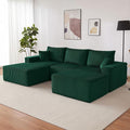 Weture 108” Modular Sectional Couches, Modern Modular U-Shape Sofa with Chaise, Cloud Sectional Couch with Deep Seat, Upholstered Boneless Sofa for Living Room (5 Seat, Green)