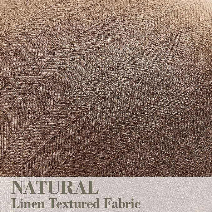 DEZENE 16x16 Linen Pillow Covers Brown Pack of 2 Farmhouse Boho Neutral Accents Striped Textured Square Decorative Throw Pillow Cases for Living Room Couch Bed Home Decor
