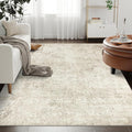Art&Tuft Washable Rugs 5x8, Anti-Slip Backing Abstract 5x8 Area Rug, Stain Resistant Rugs for Living Room, Foldable Machine Washable Area Rug (5'x8', Beige)