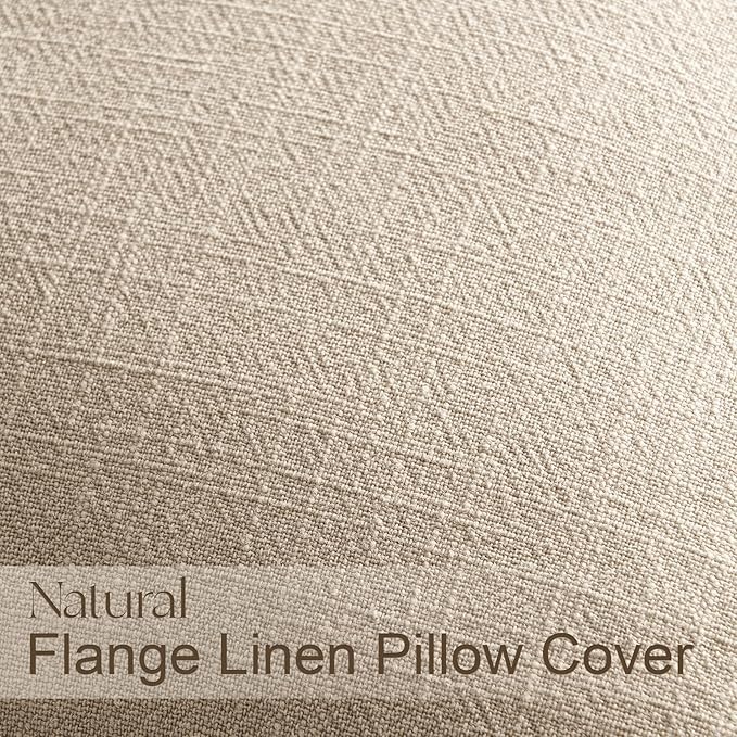 Neutral Pack of 4 Solid Linen Pillow Covers Decorative Modern Press Edge Design Throw Pillow Covers Soft Accent Boho Couch Pillowcases Farmhouse for Living Room Bed Sofa 16x16 Inch