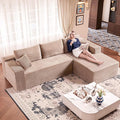 Camel L-Shaped Sectional Sofa - 108" Modular Cloud Couch with Chaise, Luxurious Camel Fabric, Deep Seat Design, No Assembly Required (Left Facing Chaise)