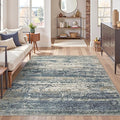 Art&Tuft Washable Rug 3x5, Anti-Slip Backing Abstract 3x5 Rug, Stain Resistant Rugs for Living Room, Foldable Machine Washable Area Rug (3'x5', Navy)