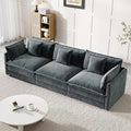 Modular Sectional Sofa, 111.5 Inch I-Shaped Cloud Sofa with Deep Seat Chenille Sofa with Cushions, Three-Self Sectional Sofa for Living Room Apartment,Gray