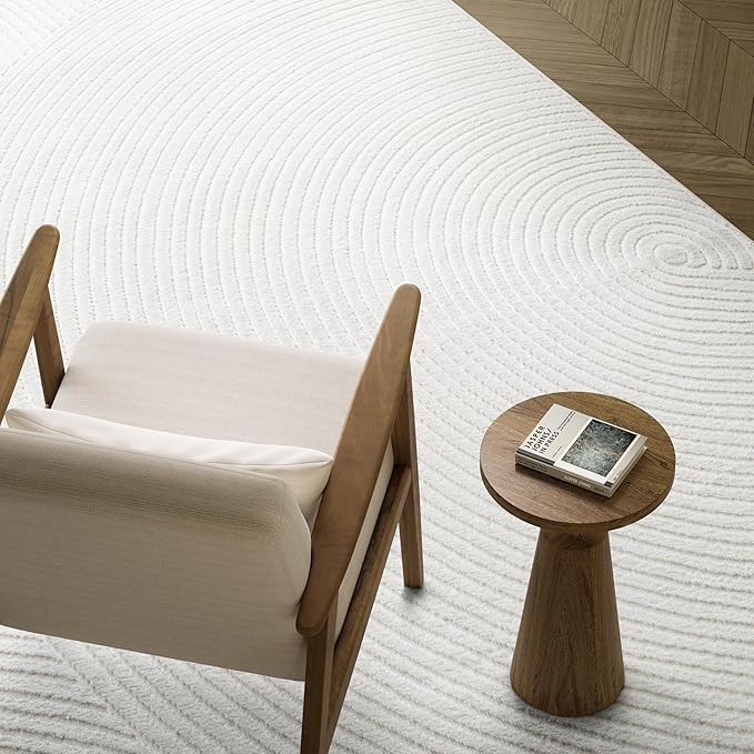 Abani Neutral Cream Area Rug 6' x 9' | White Luxury Zen Carpet | Minimalist Ivory Rugs for Bedroom, Living Room and Dining