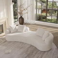 106.7" Modern Curved Oversized Sectional Sofa, Minimalist Modular Cloud Couch with 4 Throw Pillows, Luxury 4-Seater Extra Deep & Wide Seat Sofa in Soft Teddy Fabric, Cream White