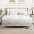 HOMCOM Full Size Bed Frame with Upholstered Headboard, Platform Bed Frame with Wooden Slats, No Box Spring Needed, Easy Assembly, Gray