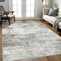 Art&Tuft Washable Rugs 5x7 - Stain Resistant Anti-Slip Backing Abstract 5x7 Area Rugs for Living Room, Foldable Machine Washable Area Rug(5'x7', Grey/Rust)