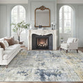 Soalmost Abstract Rug 8x10 Large Living Room Rugs Neutral Modern Washable Area Rugs for Bedroom Dining Room Non-Slip Stain Resistant Foldable Thin Rug Blue Yellow