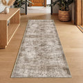 Homemate Washable Rug 2x6 Area Rugs - Vintage Faux Wool Rugs for Living Room Bedroom Dining Room - Non Slip Foldable Carpet Indoor Area Rug for Home Decor（2'x6', Brown