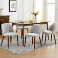 GarveeHome Wooden Dining Chairs Set of 4, Upholstered Kitchen Dining Room Chairs with Padded Seat and Wood Legs, Modern Fabric Side Dinner Chair for Kitchen, Dining Room, Restaurant, Cafe, Grey