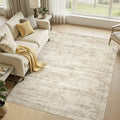 cotiled Large Area Rugs for Living Room 6x9, Machine Washable Rugs with Non Slip Backing Modern Neutral Abstract Rugs Stain Resistant Distressed Carpets for Home Office Decor (6x9 Beige/Brown)