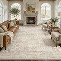 Nakagishi 10x14 Area Rugs Living Room: Washable Large Vintage Rug Neutral Non-Slip Soft Stain Resistant Indoor Carpet for Bedroom Nursery Dining Room Office Playroom - Beige Gray