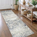 Art&Tuft Runner Rug 2'6"x8' - Anti-Slip Backing Abstract Hallway Rug, Stain Resistant Kitchen Runner, Foldable Machine Washable Runner Rug(2'6"x8', Blue)