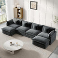 Modular Sectional Sofa, 146.5 Inch U-Shaped Cloud Sofa with Deep Seat Chenille Sofa with Cushions, Four Seater Sectional Sofa for Living Room Apartment,Gray
