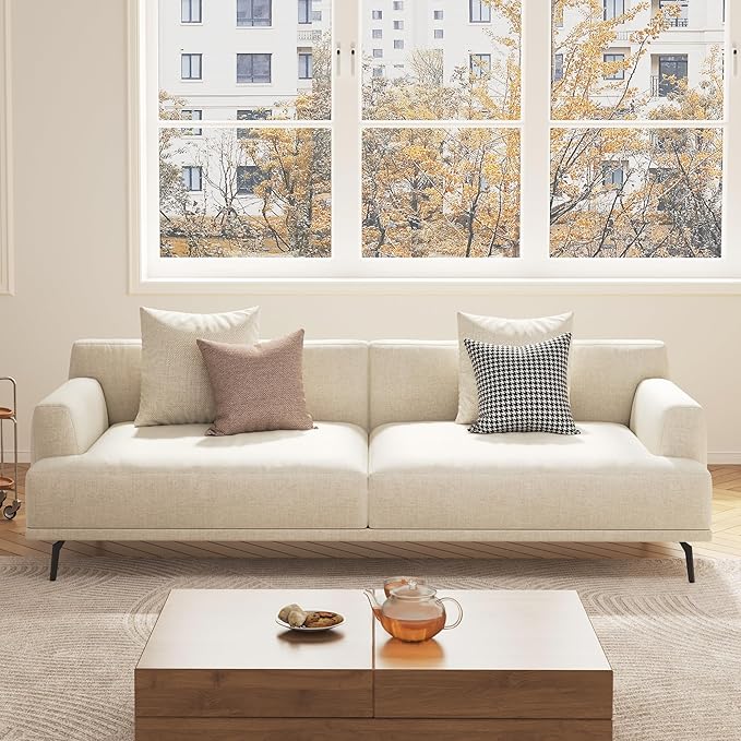 2-Seater Living Room Sofa - Modern Leisure Modular Sofa with Wooden Frame and Metal Legs, Soft Cotton-Linen Fabric, Easy to Install, Suitable for Office, Apartment, and Living Room, Grey, 66.1"