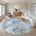 Soalmost 9x9 Blue/Grey Round Rug 9ft Living Room Circle Rug Vintage Round Area Rug Non Slip Indoor Carpet for Apartment