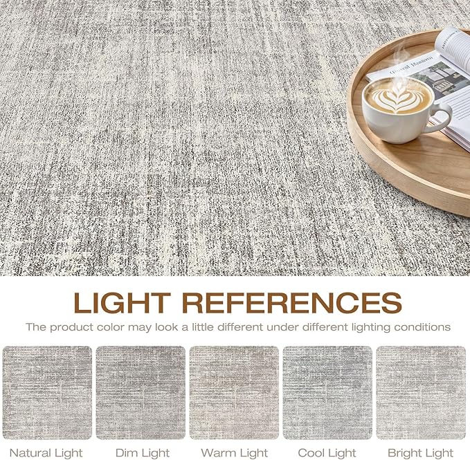 5x7 Area Rugs Living Room: Washable Large Neutral Rug Abstract Soft Modern Stain Resistant Indoor Floor Non-Slip Carpet for Bedroom Nursery Kids Office Playroom Dining Room Under Table- Brown Gray