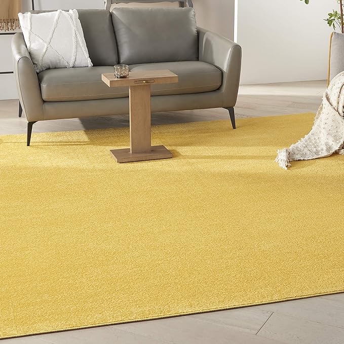 Nourison Home Nourison Essentials Yellow 9' x Square Area Rug - Easy Clean, Non Shedding, Bed Room, Living Room, Dining Room, Kitchen (9' x Square)