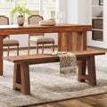 Solid Wood Dining Bench with A-Shaped Legs, 55.12-Inch Farmhouse Entryway Bench Indoor for Hallway, Kitchen, Dining Room, Living Room (Brown)