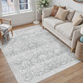 PureCozy Gray 5x7 Area Rug Washable Vintage Living Room Bedroom Carpet Indoor Non Slip Soft Low Pile Thin Rug Retro Accent Throw Office Dining Room