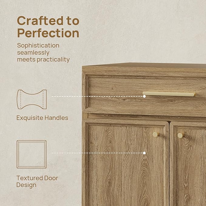 SICOTAS Buffet Cabinet with Storage Tall Modern Console Storage Cabinet with Doors and Shelves 30" Long Wooden Sideboard Credenza Buffet Table Coffee Bar for Living Room Kitchen Dining Room Entryway