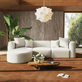 116" Modular Sectional Couches with Ottoman, Luxury Modern Curved Back Sofa, Minimalist Style Oversized 4 Seat Deep Comfy Convertible L Shape Boneless Couch for Living Room Studio Apartment, Beige
