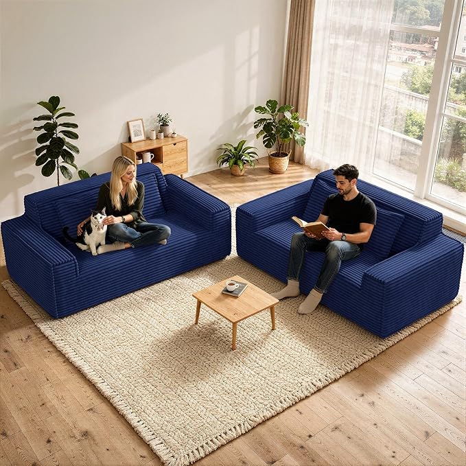 Luxanimarion 75'' Modern Loveseat Sofa, No Assembly Required Comfy Deep Seat Couches 1 pcs for Living Room, Bedroom, Apartment