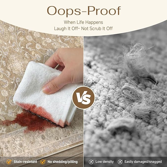 6x9 Taupe Washable Area Rug for Living Room Bedroom Neutral Soft Floral Non Slip Large Throw Rug Lightweight Vintage Low Pile Distressed Carpet Office Playroom Home Decor