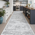Soalmost Runner Rug 3x10 Washable Non-Slip Hallway Runner Rugs for Kitchen Bathroom Laundry Room Grey Vintage Floor Carpet Runners for Hallways Entryway