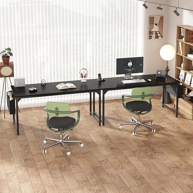 OLIXIS Computer Desk 63 Inch Home Office Desks for Small Spaces, Gaming Writing Study Work Table with Storage Bag and Headphone Hook for Bedroom, Black