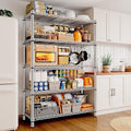 REIBII 5 Tier Metal Shelving Storage Shelves, 71''H Adjustable Wire Shelves Garage Shelving Unit for Kitchen, Pantry, Laundry Room, Warehouse, Office, 71H X 35.5W X 14D, Chrome