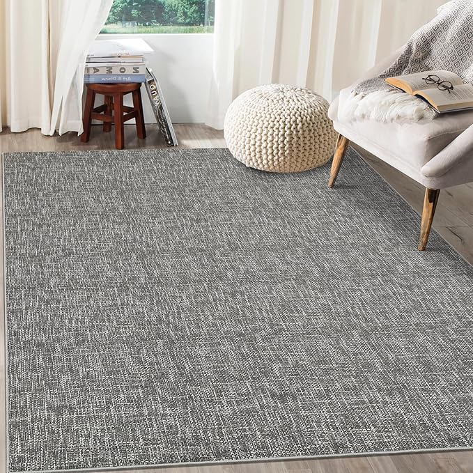 RUGSREAL 6x9 Large Bedroom Area Rug Soft Modern Area Rug for Living Room Non-Slip Stain Resistant Abstract Throw Floor Carpet Contemporary Rug Solid Color Accent Rug for Dining Room Office, Grey