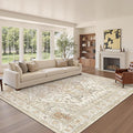 befbee Washable Area Rug 5x7, Area Rugs Stain Resistant Neutral Washable Rugs for Living Room Bedroom Vintage Non-Slip Thin Large Size Area Rug（Gold）