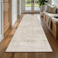 FMFUNCTEX 2x8 Runner Rug Beige Washable Vintage Neutral Distressed Oriental Non Slip Low Pile Indoor Carpet Retro Hallway Entryway Rug for Kitchen Laundry Bedroom Bathroom Entry Bedside Living Room