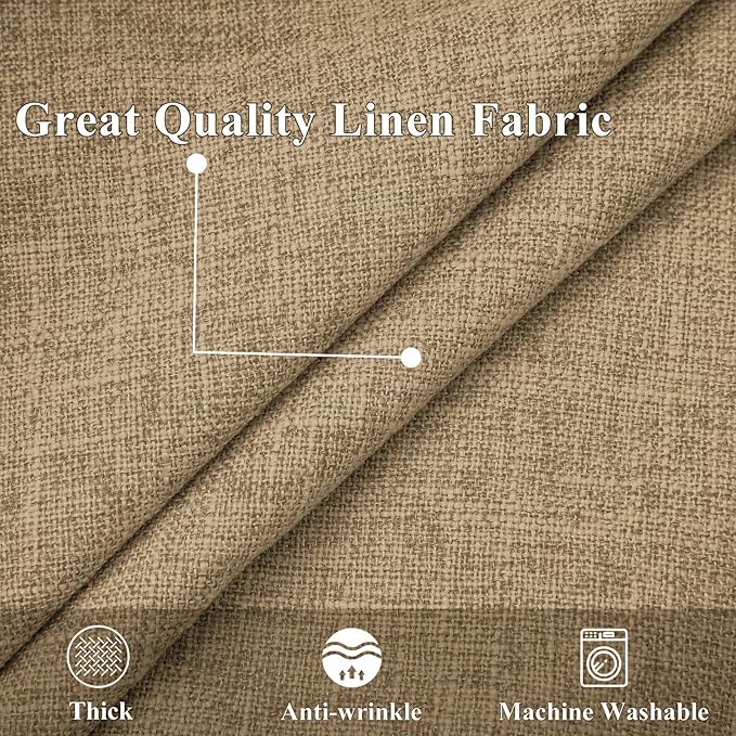 decorUhome Summer Decorative Throw Pillow Covers 26x26 Set of 2 Square Faux Linen Farmhouse Euro Sham Pillow Covers with Stitched Edge Outdoor Neutral Pillow Covers for Couch Sofa Living Room, Khaki