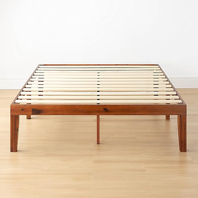 Mellow Naturalista Classic 16 Inch Solid Wood Platform Bed with Wooden Slats, Cherry, Full