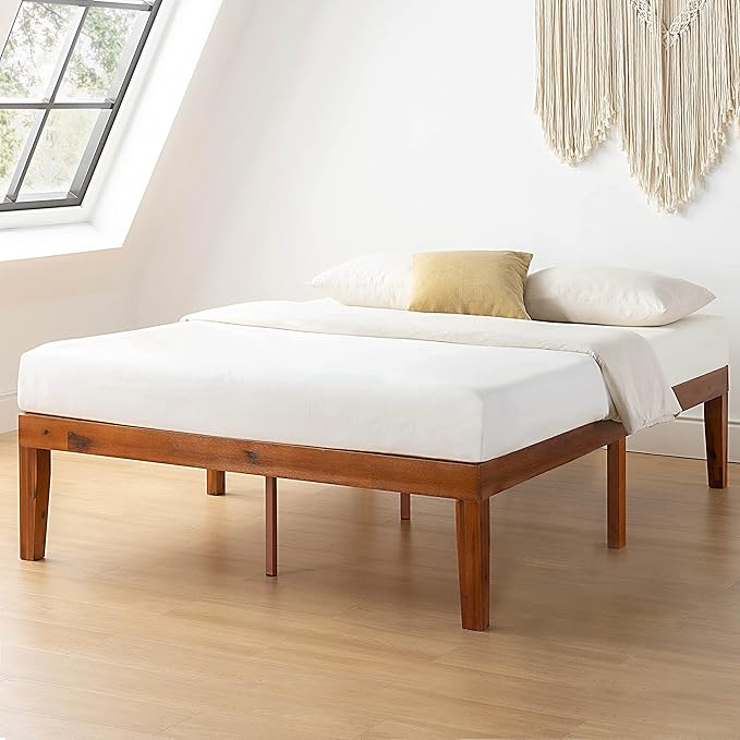 Mellow Naturalista Classic 16 Inch Solid Wood Platform Bed with Wooden Slats, Cherry, Full