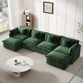 Modular Sectional Sofa, 146.5 Inch U-Shaped Cloud Sofa with Deep Seat Chenille Sofa with Cushions, Four Seater Sectional Sofa for Living Room Apartment,Evergreen